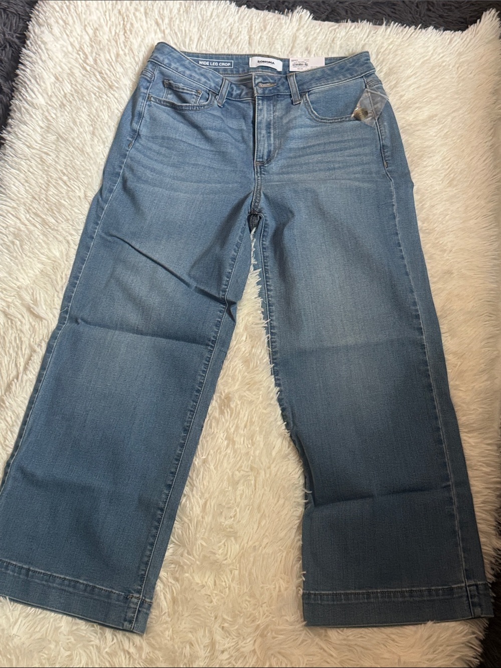 NWT Sonoma Womens Wide-Leg Crop Jeans — Light Blue Denim